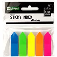 D.RECT 9347 Indices adhesivos de film plástic con forma de flecha | 12x45 mm- 8 colores x 25 unidades | Marcadores…